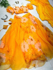 Yellow floral lehenga set