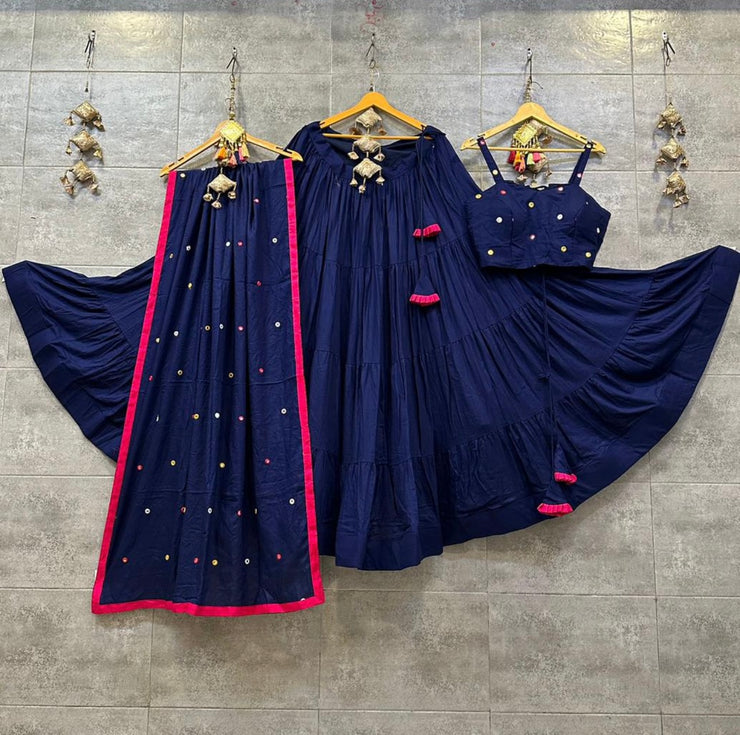 Blue Tier Skirt & Mirror Blouse