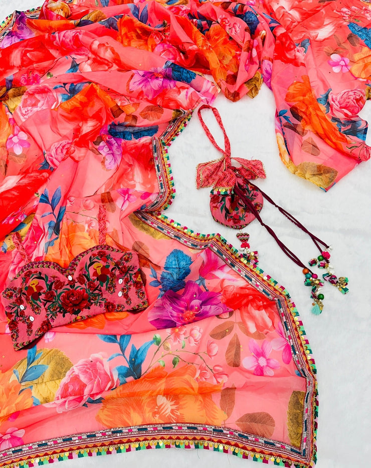 Colourful Floral Saree