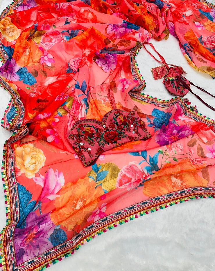 Colourful Floral Saree