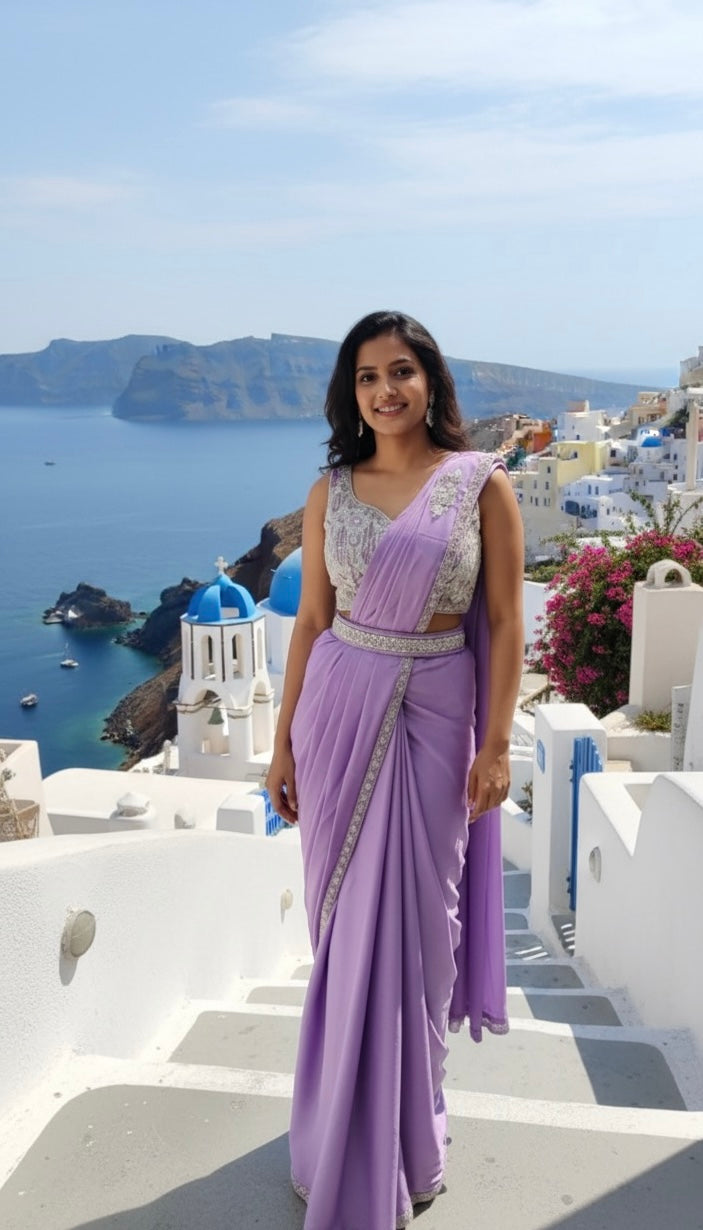 Lavender Ready-to-Wear Saree